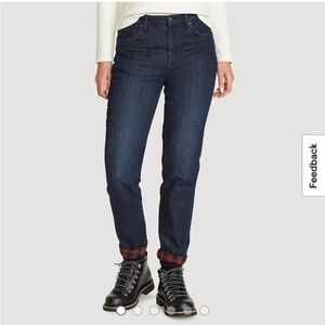 NWOT Eddie Bauer Women’s Boyfriend Flannel-Lined Jeans, 2P